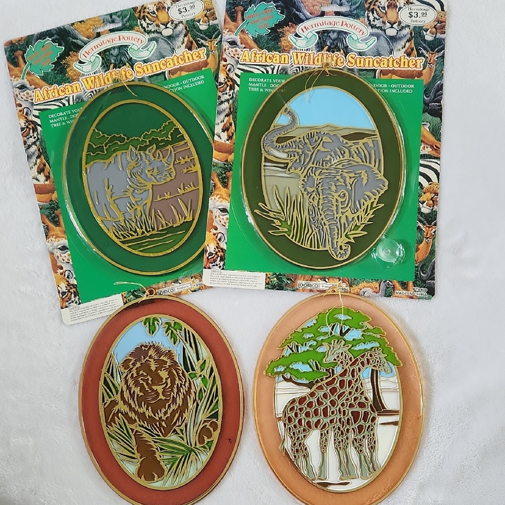 Hermitage Pottery Vintage African Wildlife Suncatchers